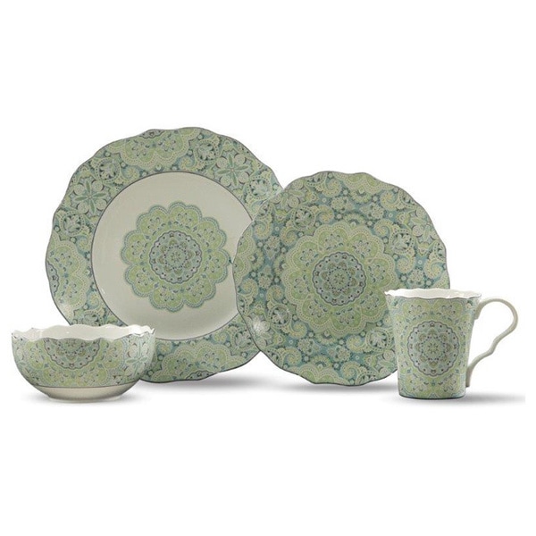 222 Fifth Lyria Teal 16 piece Dinnerware Set