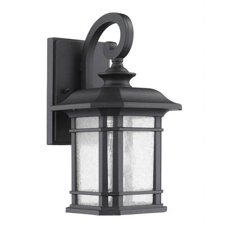Refurbished 1-light Transitional Black Outdoor Wall Lantern Fixture