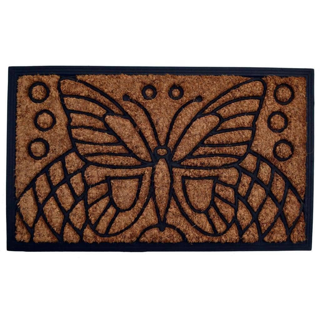 Outdoor Coconut Fiber Butterfly Door Mat (2'6 x 1'6) - 2'6 x 1'6
