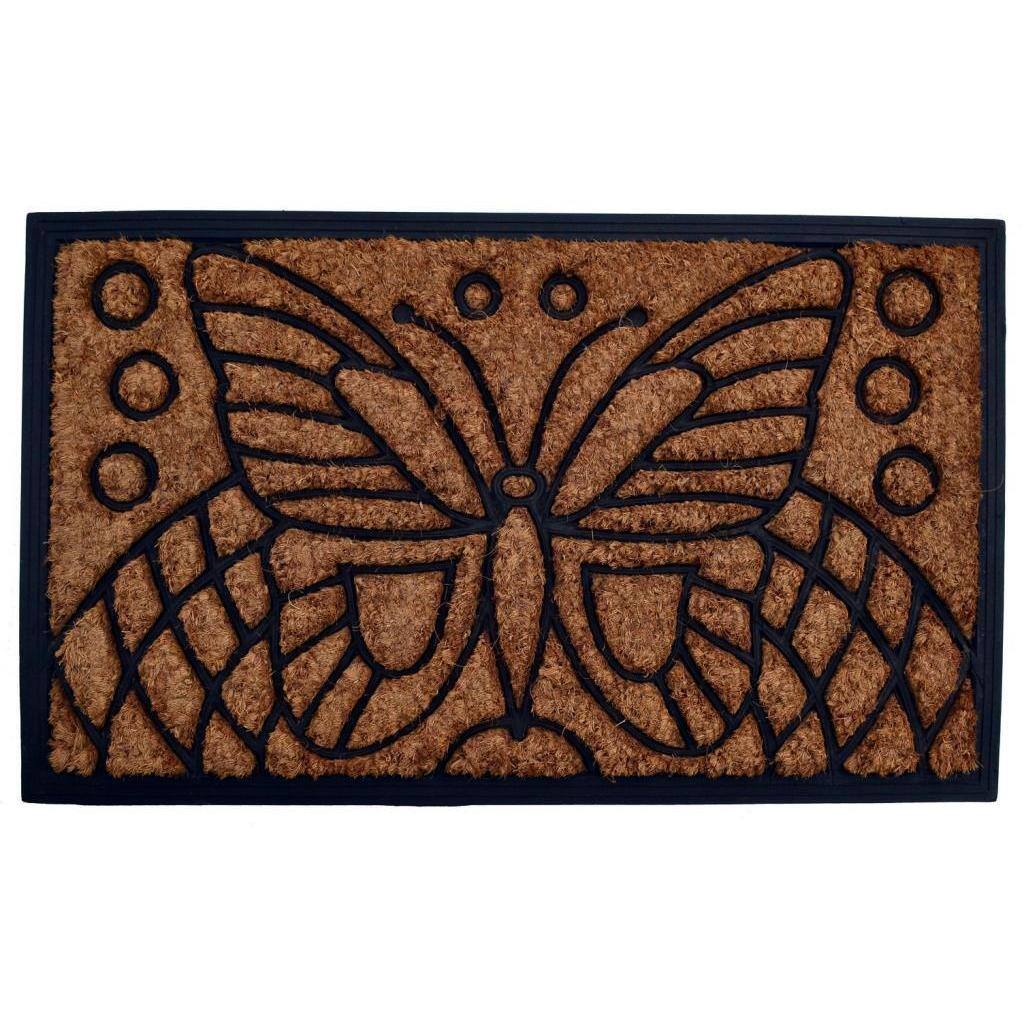Outdoor Coconut Fiber Butterfly Door Mat (2'6 x 1'6) - 2'6 x 1'6