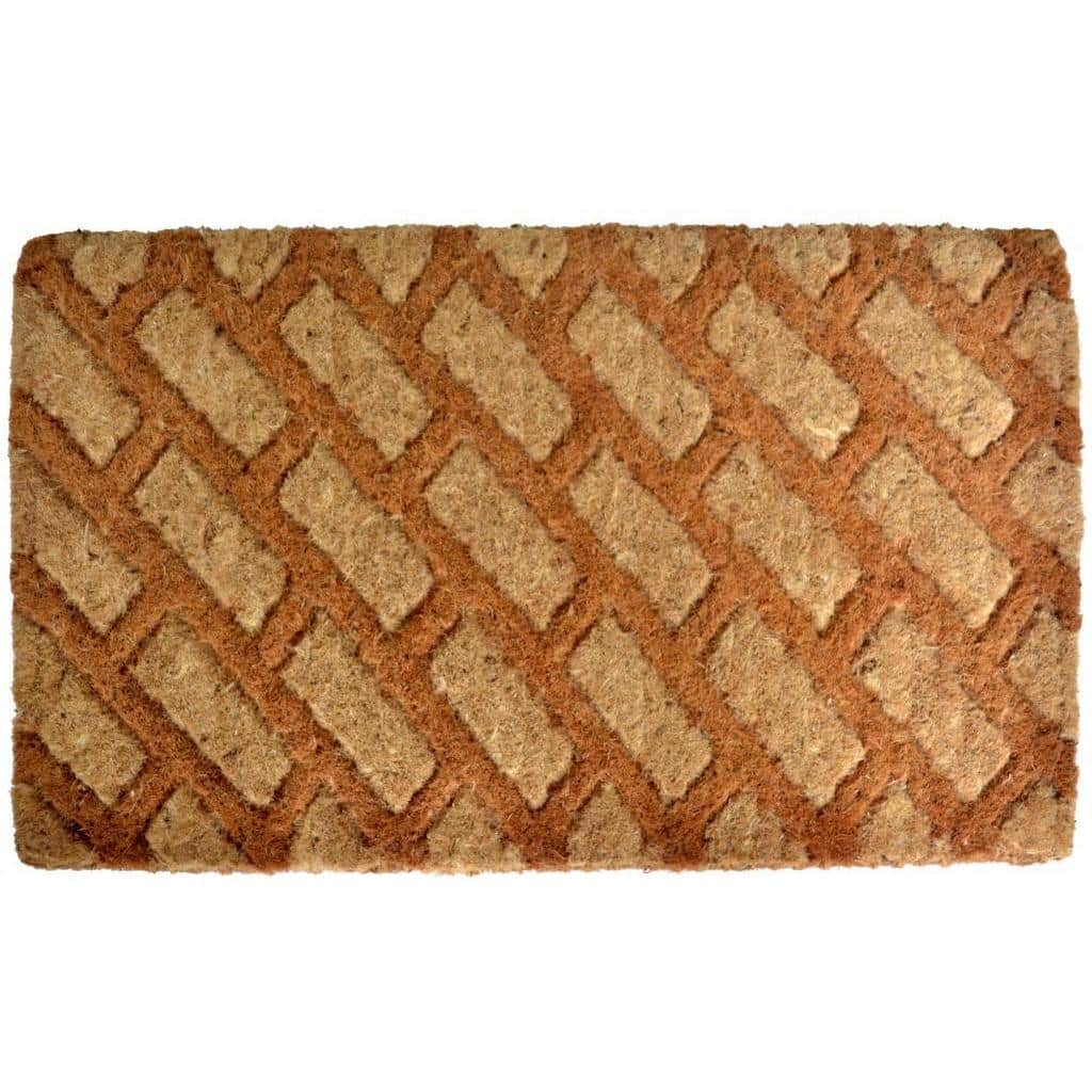 Outdoor Coconut Fiber Diagonal Bricks Door Mat (2'6 x 1'6)