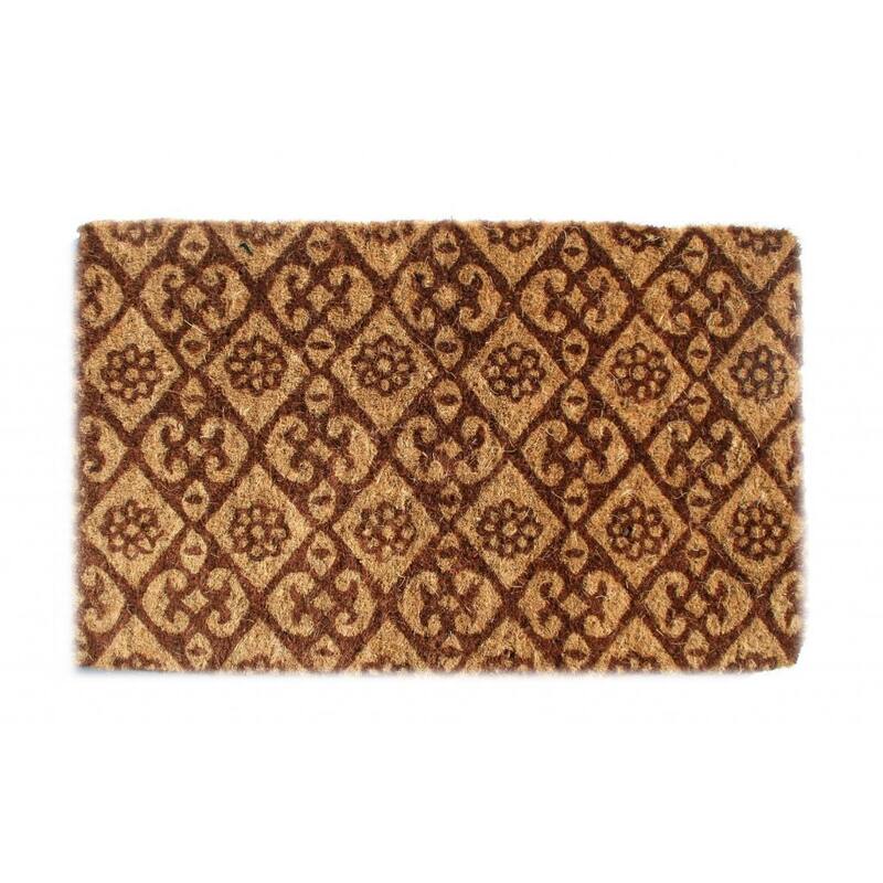 Outdoor Coconut Fiber Floral Door Mat (2'6 x 1'6) - 2'6 x 1'6