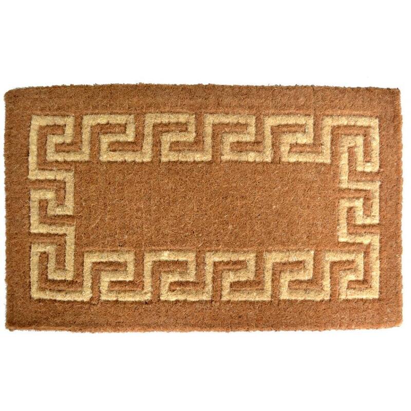 Outdoor Coconut Fiber Greek Key Door Mat (2'6 x 1'6) - 2'6 x 1'6