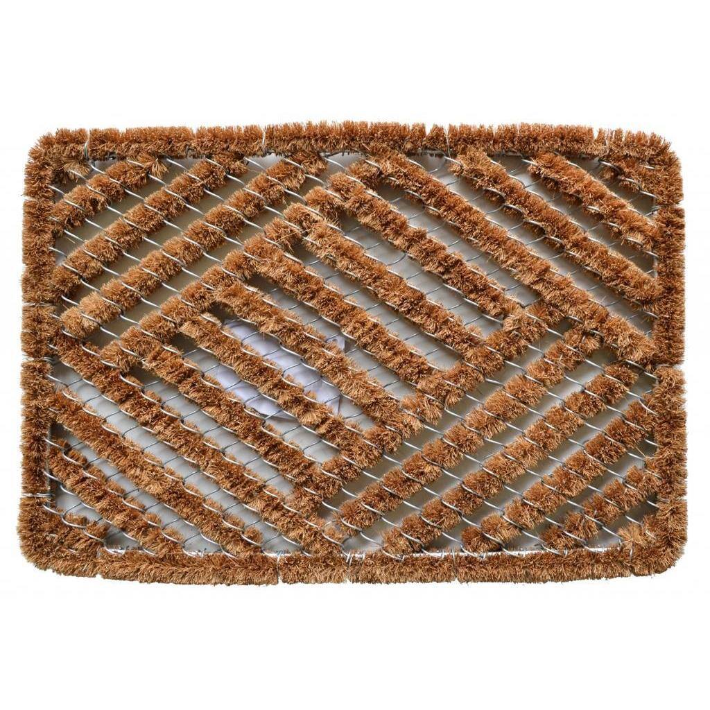 Outdoor Coconut Fiber Overlapping Cross Hatch Door Mat (2' x 1'4) - 2' x 1'4