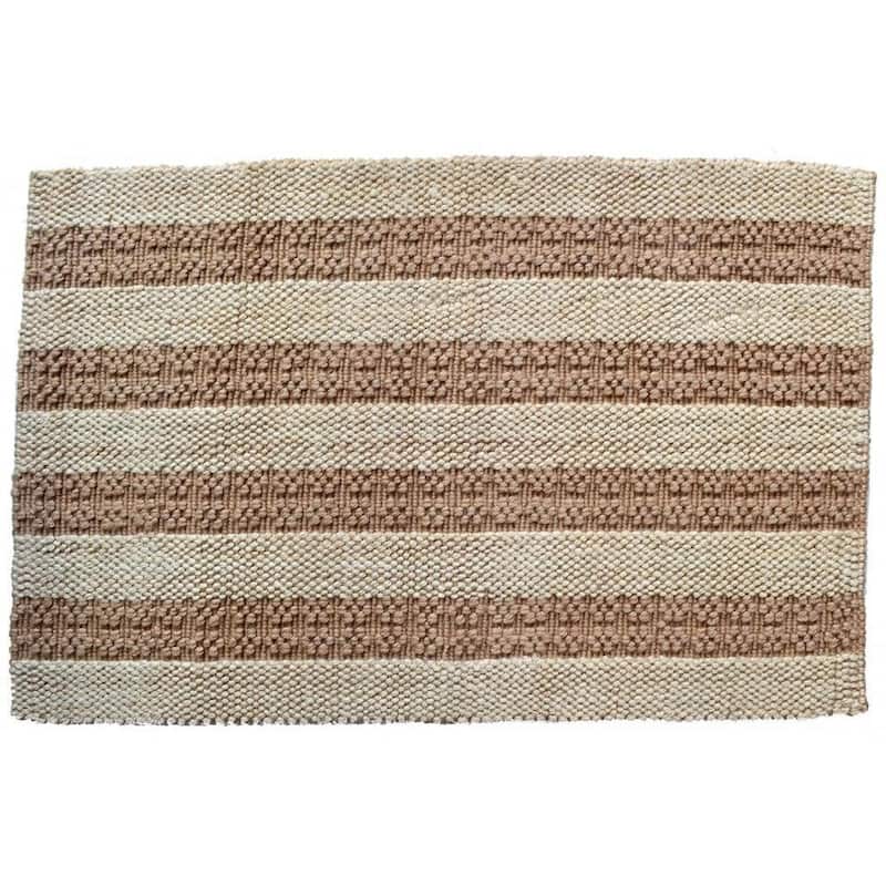 Indoor Jute Natural Stripes Mat (3' x 2') - 3' x 2'