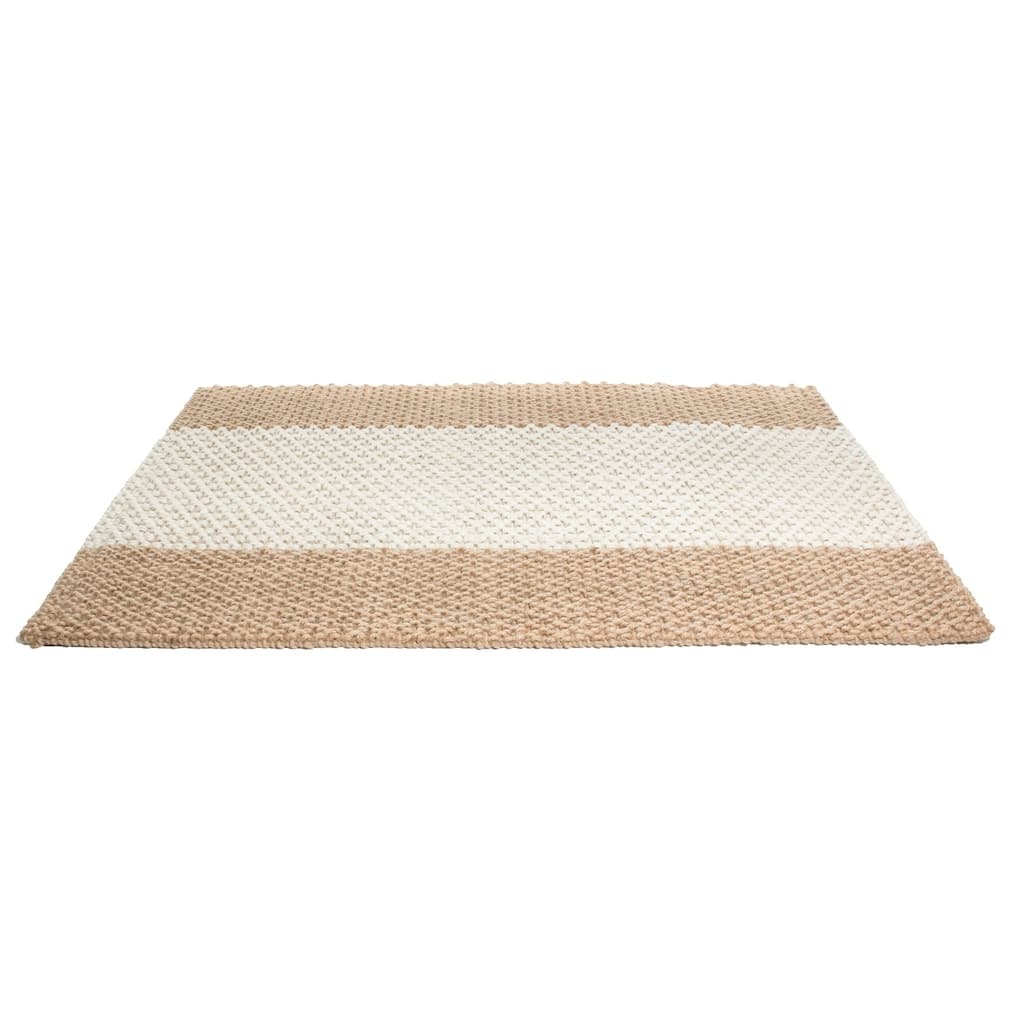 Indoor Jute Natural Stripes Mat (3' x 2') - 3' x 2'