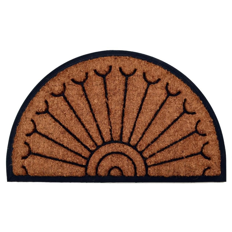 Outdoor Coconut Fiber Peacock Door Mat (2'6 x 1'6) - 2'6 x 1'6