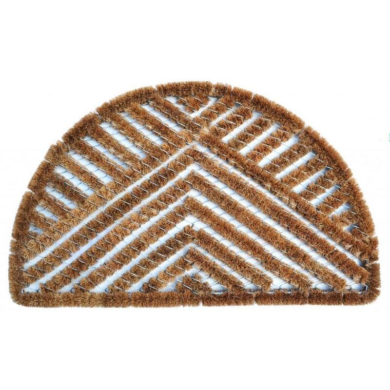Outdoor Coconut Fiber Semi Circle Triangle Door Mat (2'6 x 1'6)