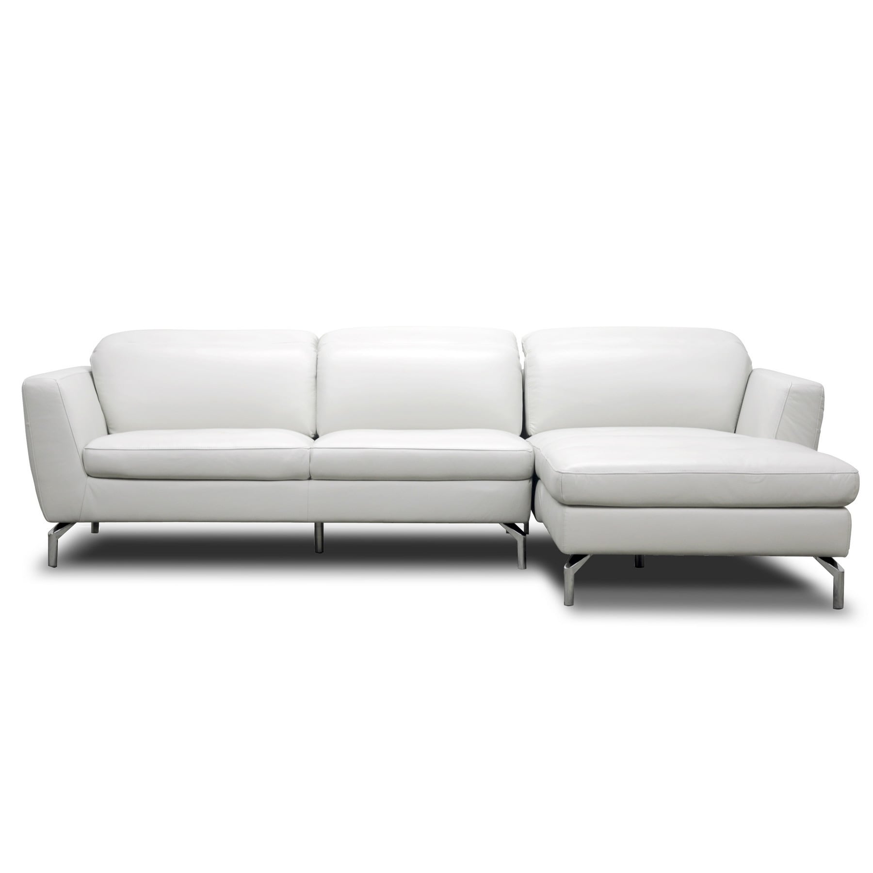 Baxton Studio Geddis Pale Gray Leather Modern Sectional Sofa Bed