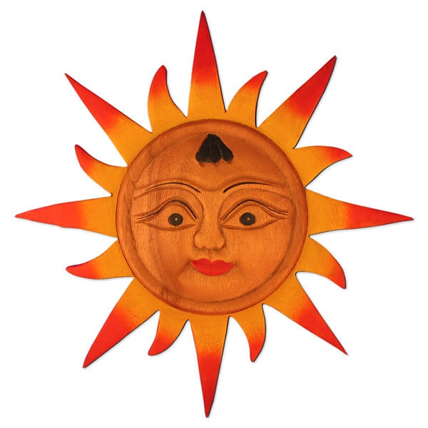 Hand carved Sun Wood Wall Hanging