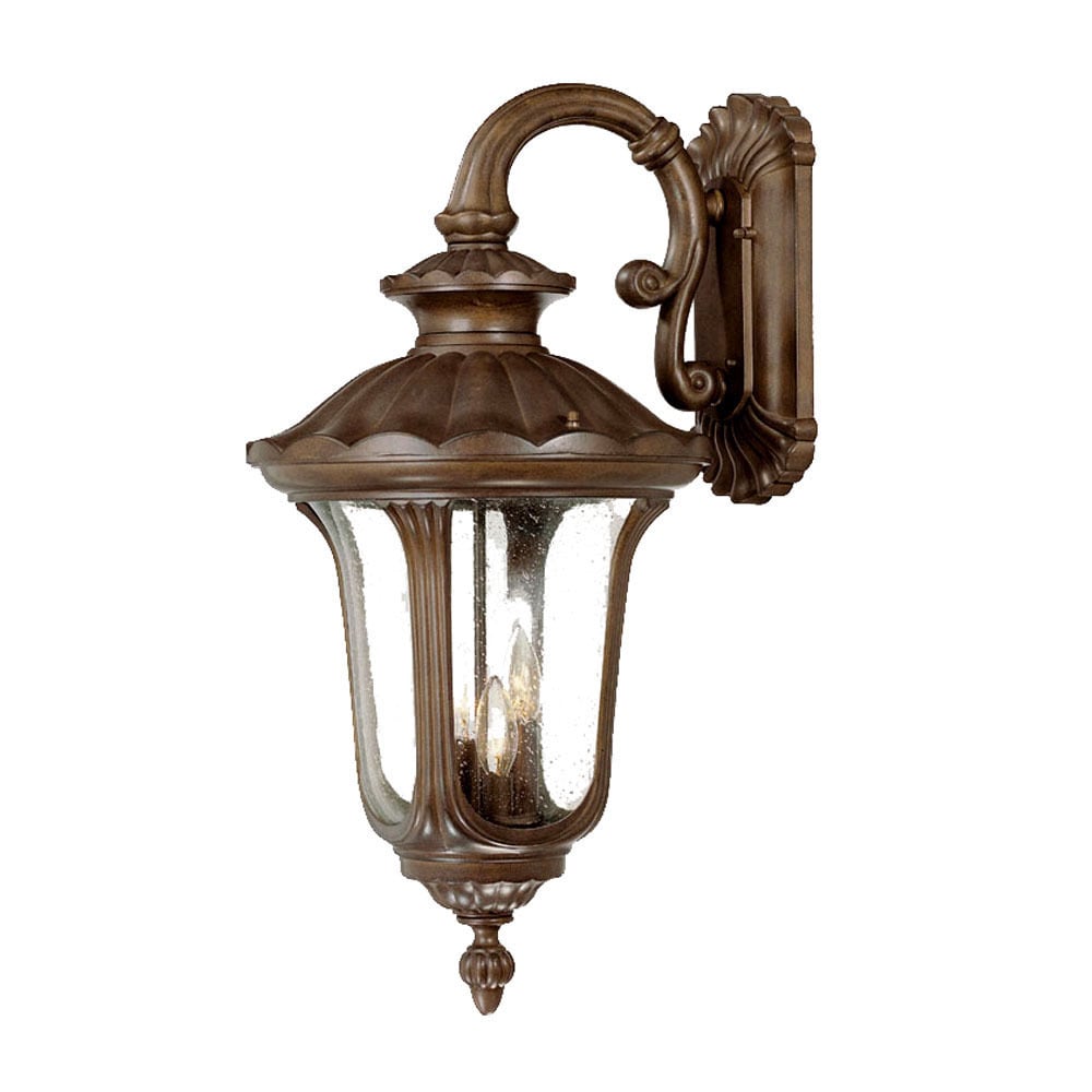 Augusta Collection Wall mount 3 light Outdoor Burled Walnut Light Fixture