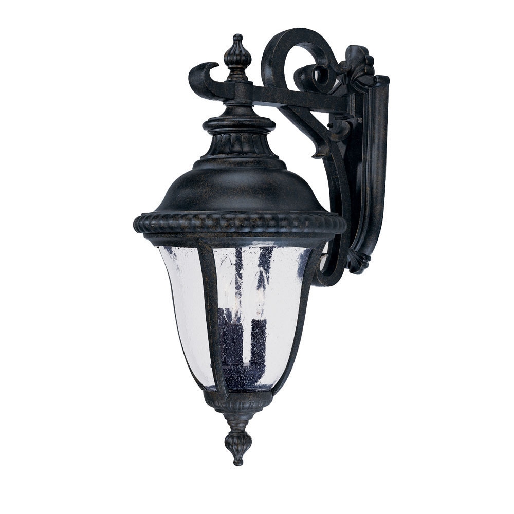 Windsor Collection Wall mount 3 light Outdoor Black Gold Light Fixture