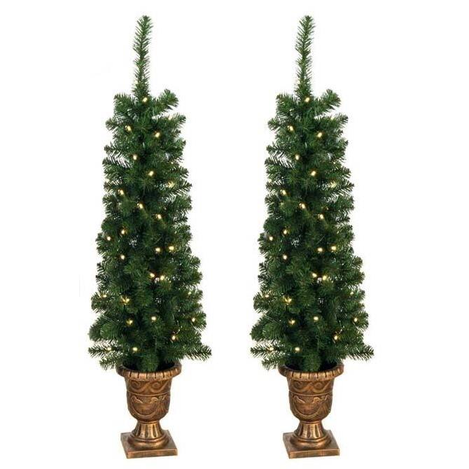 Prelit 4-foot Entryway Porch Tree (Set of 2)
