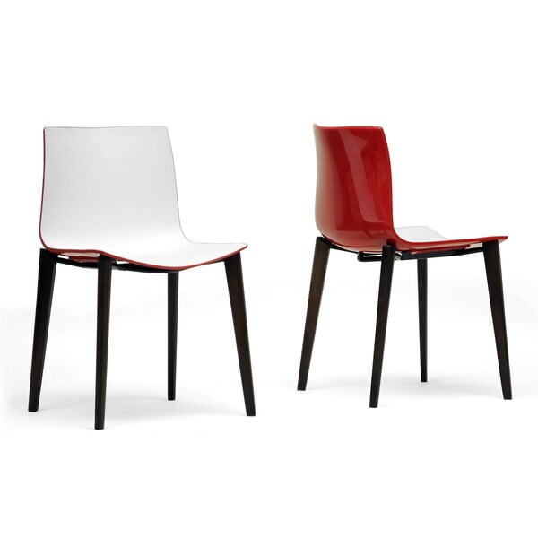 Baxton Studio Soren White and Red Modern Dining Chairs ...