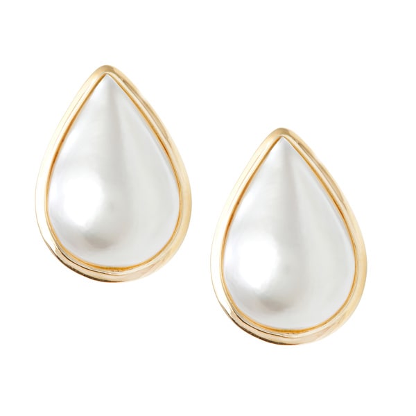 14k Gold Classic Modern Vintage Pear Mabe Drop Pearl Earrings