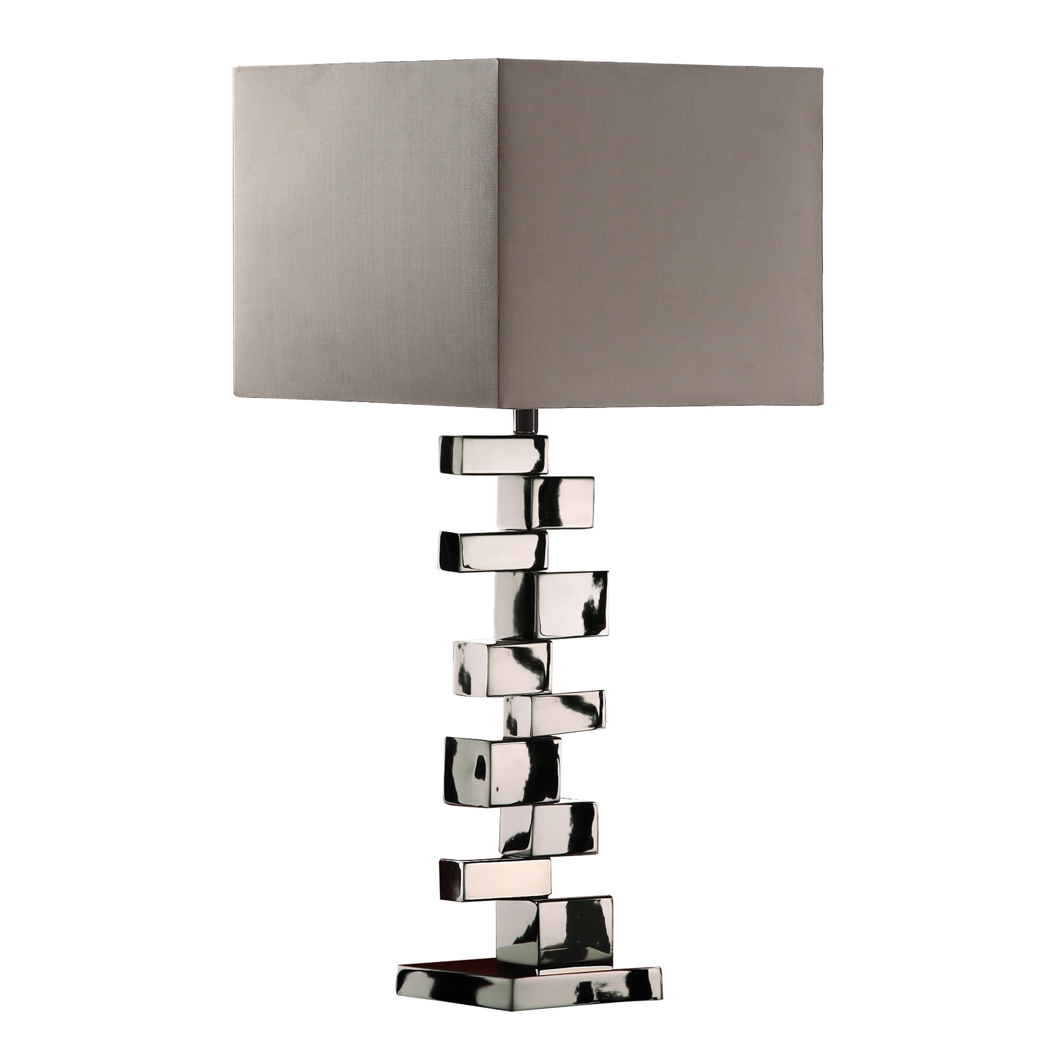 Emmaus 1 light Chrome And Faux Silk Stacked Table Lamp