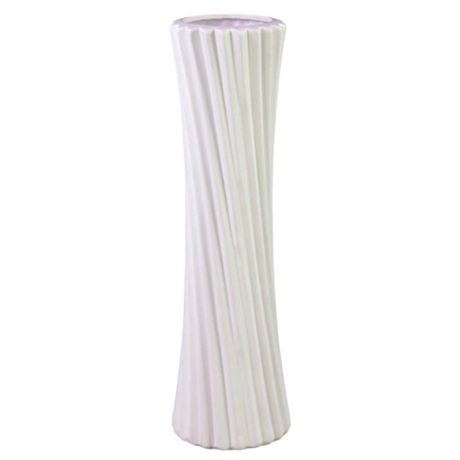 White Ceramic Vase (WhiteMaterials CeramicQuantity One (1)Setting IndoorDimensions 22.5 inches high x 6.5 inch diameterFor decorative purposes onlyDoes not hold water )