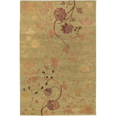 Couristan Impressions Oriental Garden Sage/Raspberry Wool Area Rug