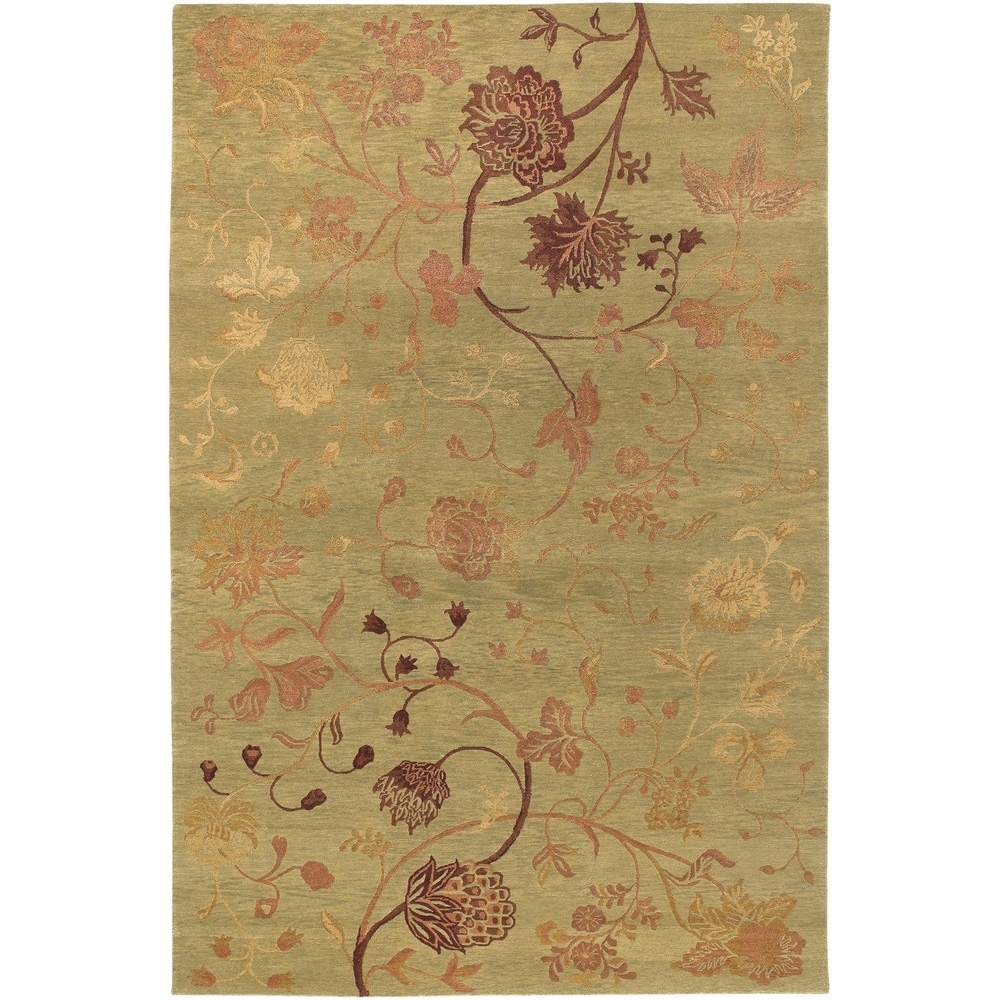 Couristan Impressions Oriental Garden Sage/Raspberry Wool Area Rug
