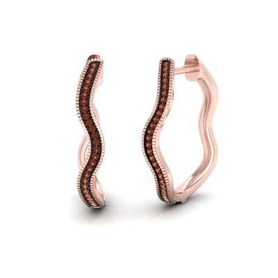 De Couer 10k Rose Gold 1/6ct TDW Cognac Diamond Hoop Diamond Earrings