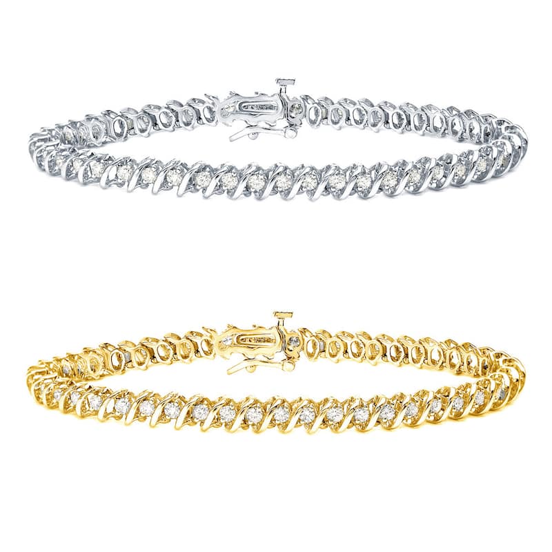 Auriya 1ct to 10ct TW S-link Diamond Tennis Bracelet 14k Gold
