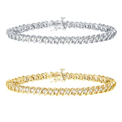 Auriya 1ct to 10ct TW S-link Diamond Tennis Bracelet 14k Gold