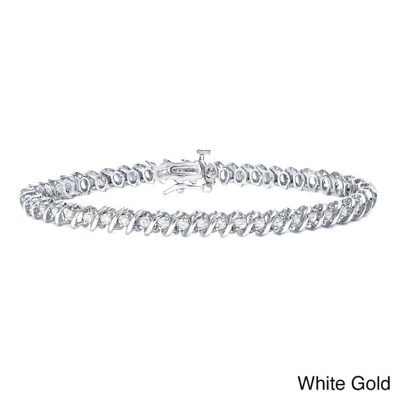 Auriya 1ct to 10ct TW S-link Diamond Tennis Bracelet 14k Gold - 3ctw - White