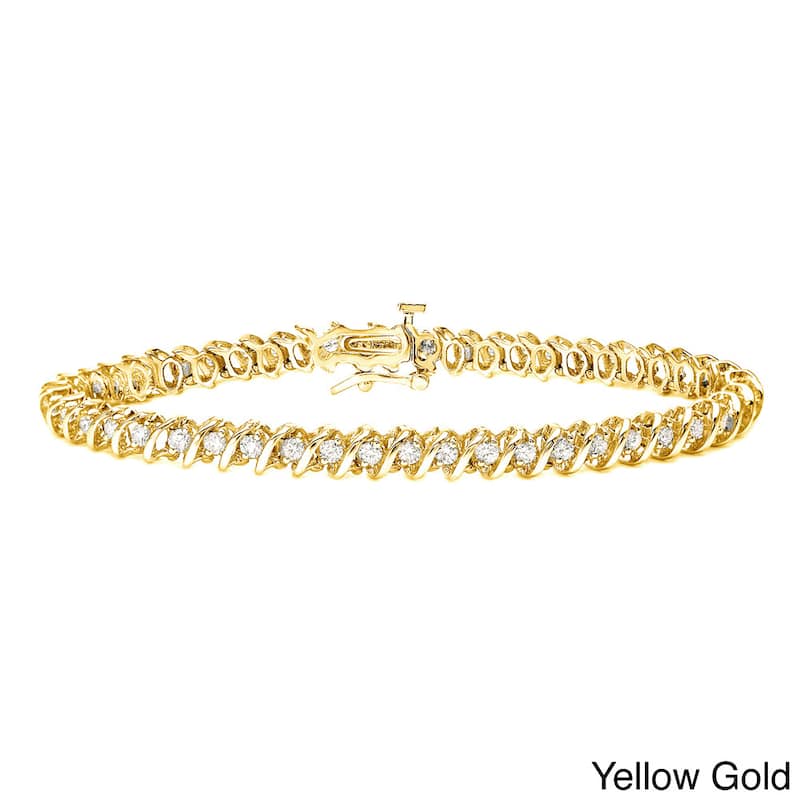Auriya 1ct to 10ct TW S-link Diamond Tennis Bracelet 14k Gold - 7ctw - Yellow