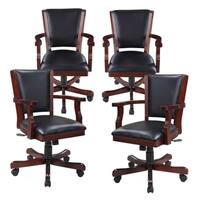 Hathaway Kingston Walnut Poker Table Arm Chair - Set of 4