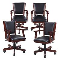 Hathaway Kingston Walnut Poker Table Arm Chair - Set of 4
