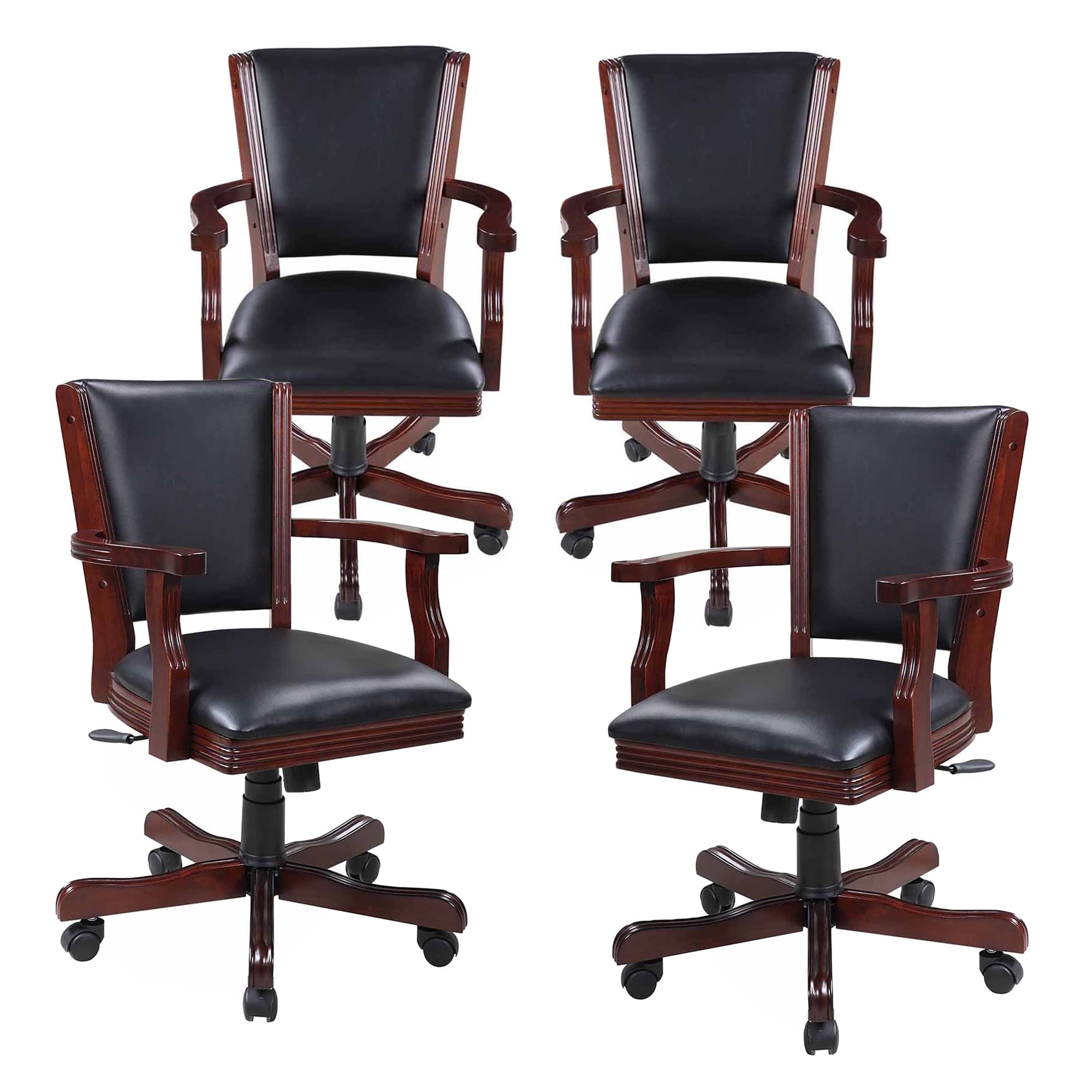 Hathaway Kingston Walnut Poker Table Arm Chair  Set Of 4