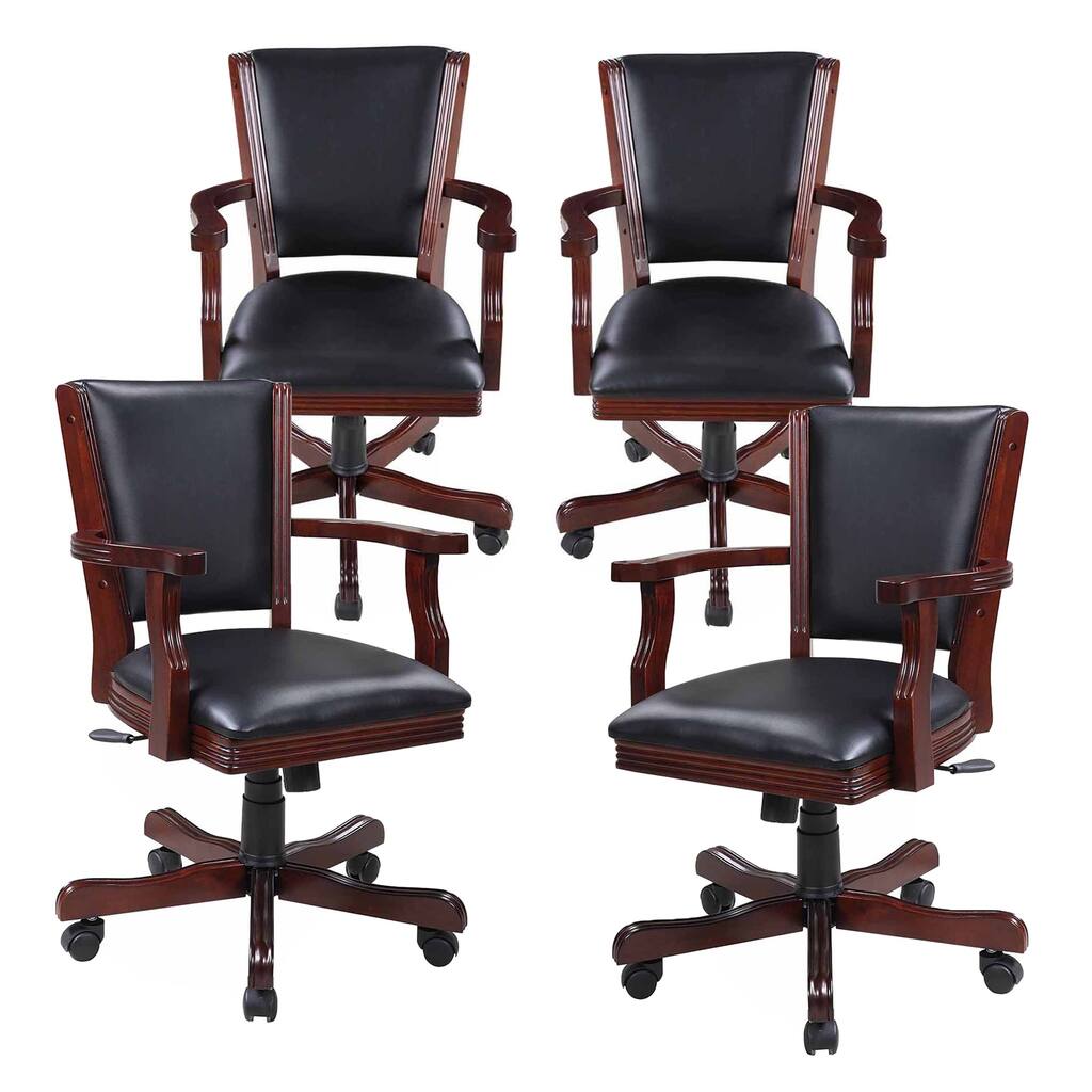 Hathaway Kingston Walnut Poker Table Arm Chair - Set of 4 - 24.75-in W x 25.25-in D x 39-in H