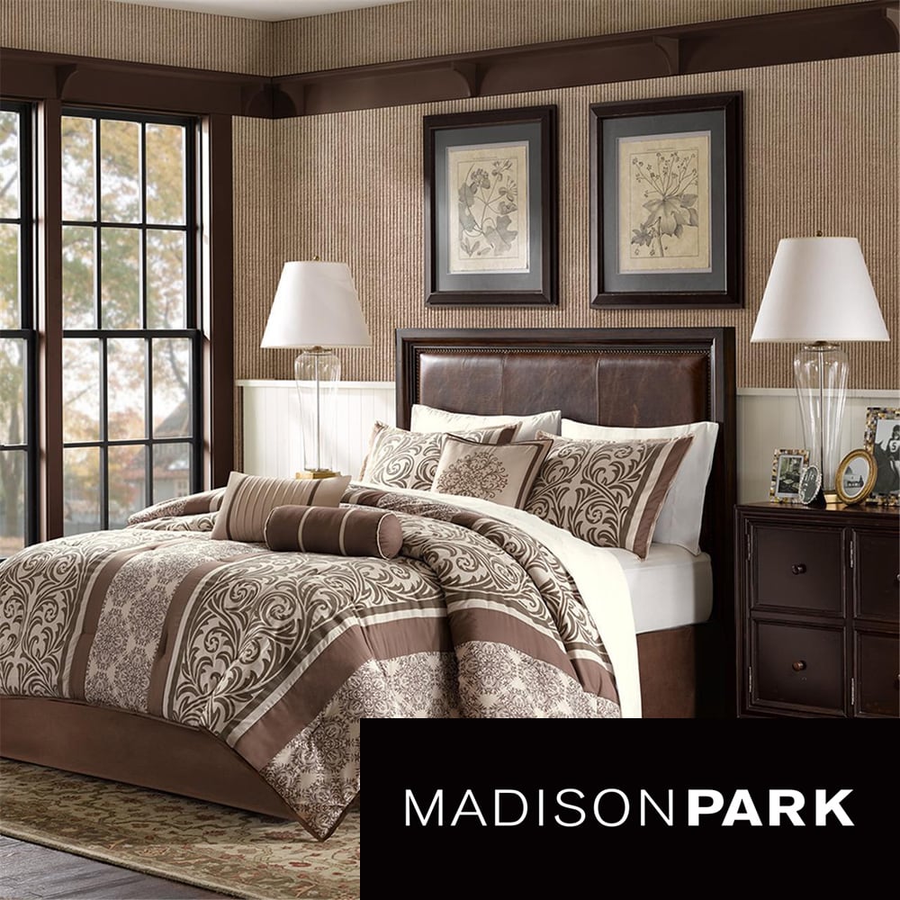 Madison Park Madison Park Ariana 7 piece Comforter Set Brown Size Queen