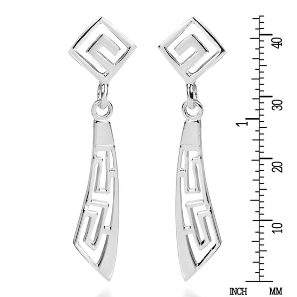 greek key earrings silver