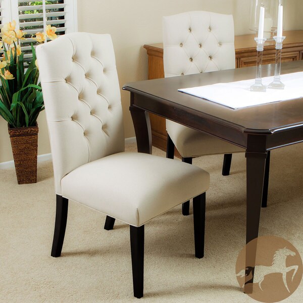 Christopher Knight Home Crown Tufted Ivory Fabric Dining Chairs (Set of