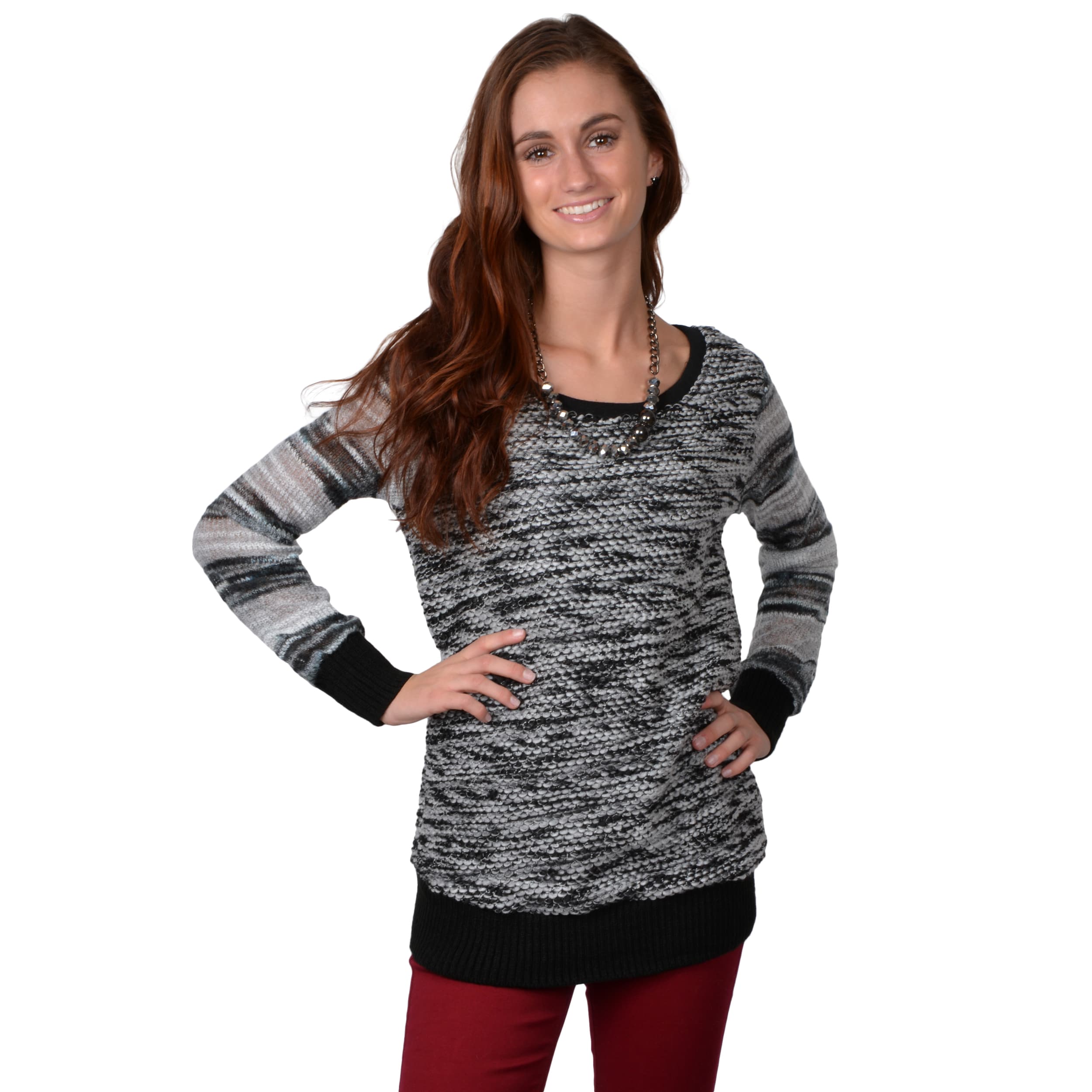 Journee Collection Juniors Banded Scoop Neck Sweater