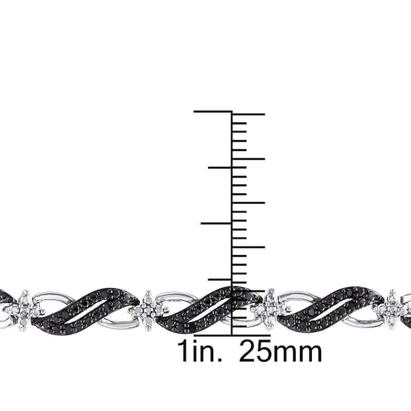 Miadora Sterling Silver 1/4ct TDW Black Diamond Infinity Bracelet