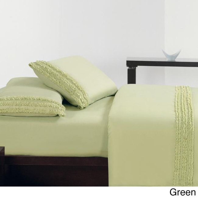 N/a Ultra Soft Double Brushed Microfiber Ruffle Sheet Set Green Size Twin