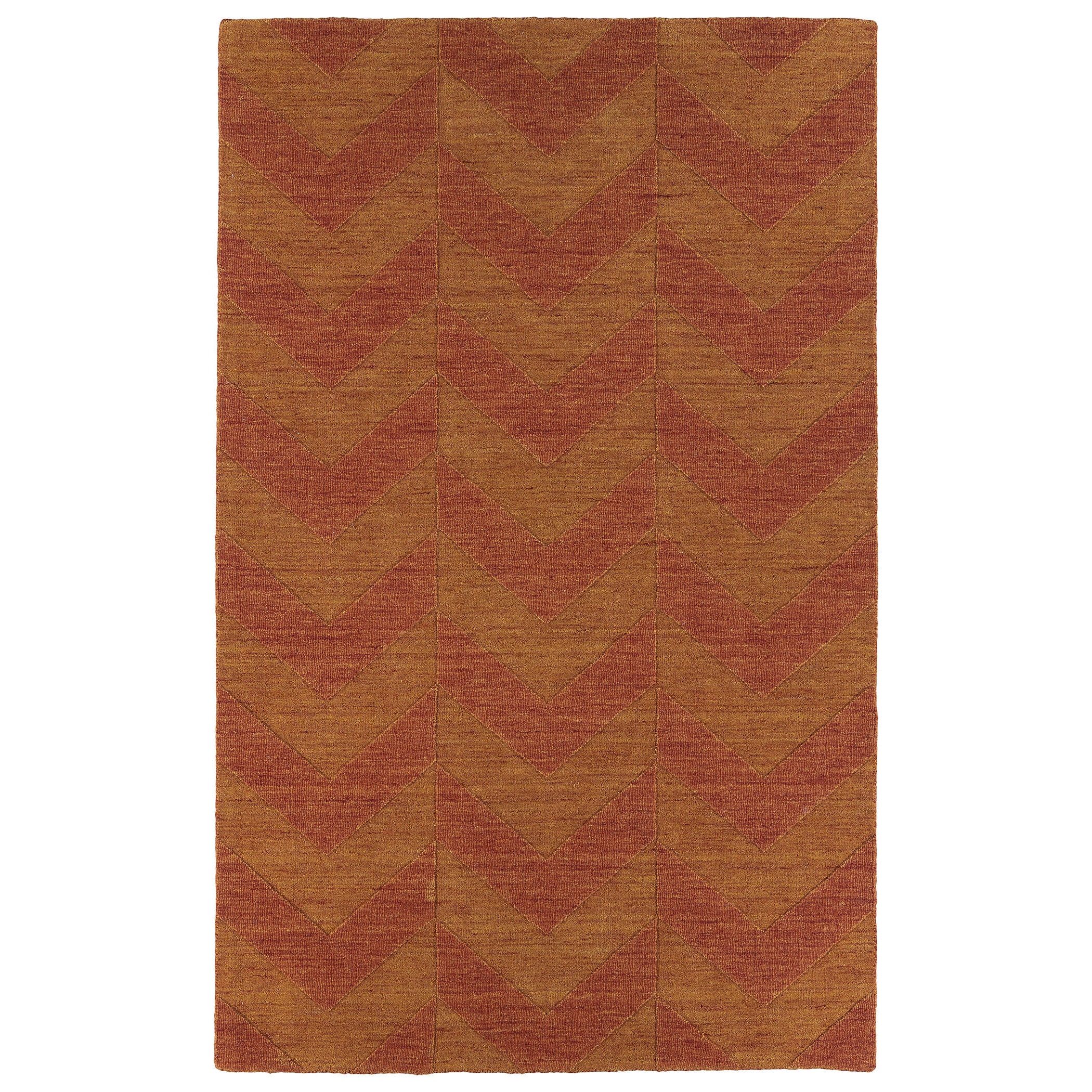 Hand Carved Paprika Chevron Wool Rug (8 X 11)