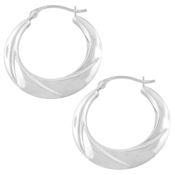 Fremada 10k White Gold Swirl Hoop Earrings (3x16 mm) Fremada Gold Earrings