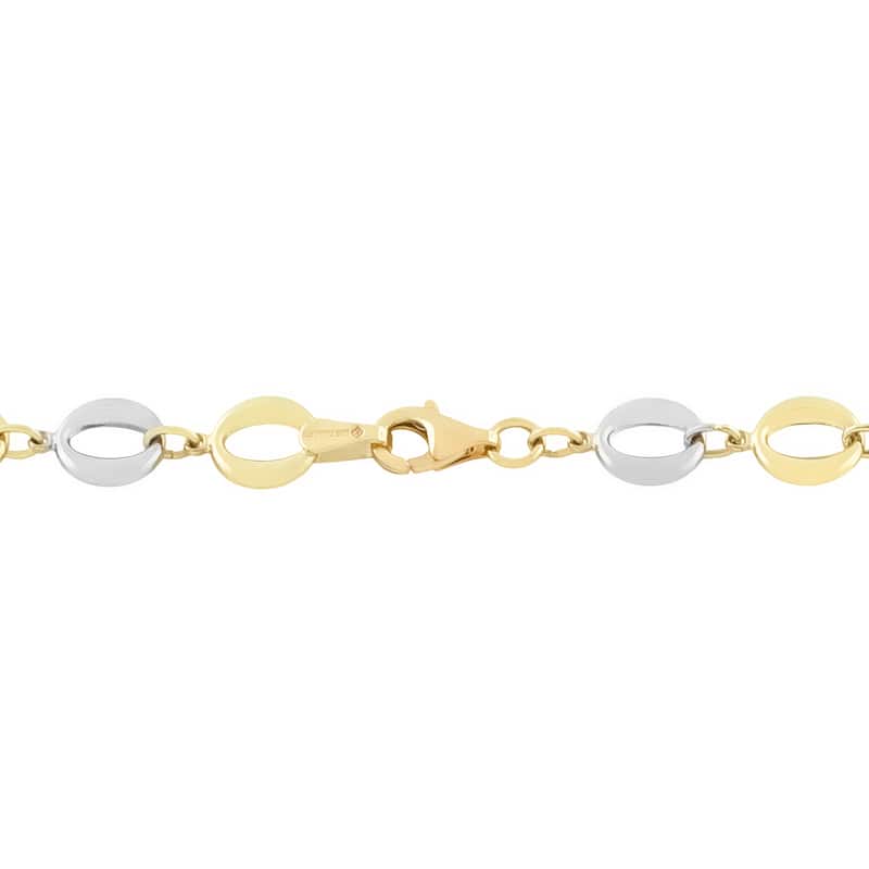 Fremada 10k Two-tone Gold Puffed Circles Bracelet