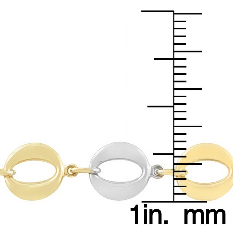 Fremada 10k Two-tone Gold Puffed Circles Bracelet