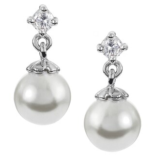 earrings journee zirconia cubic faux pearl drop