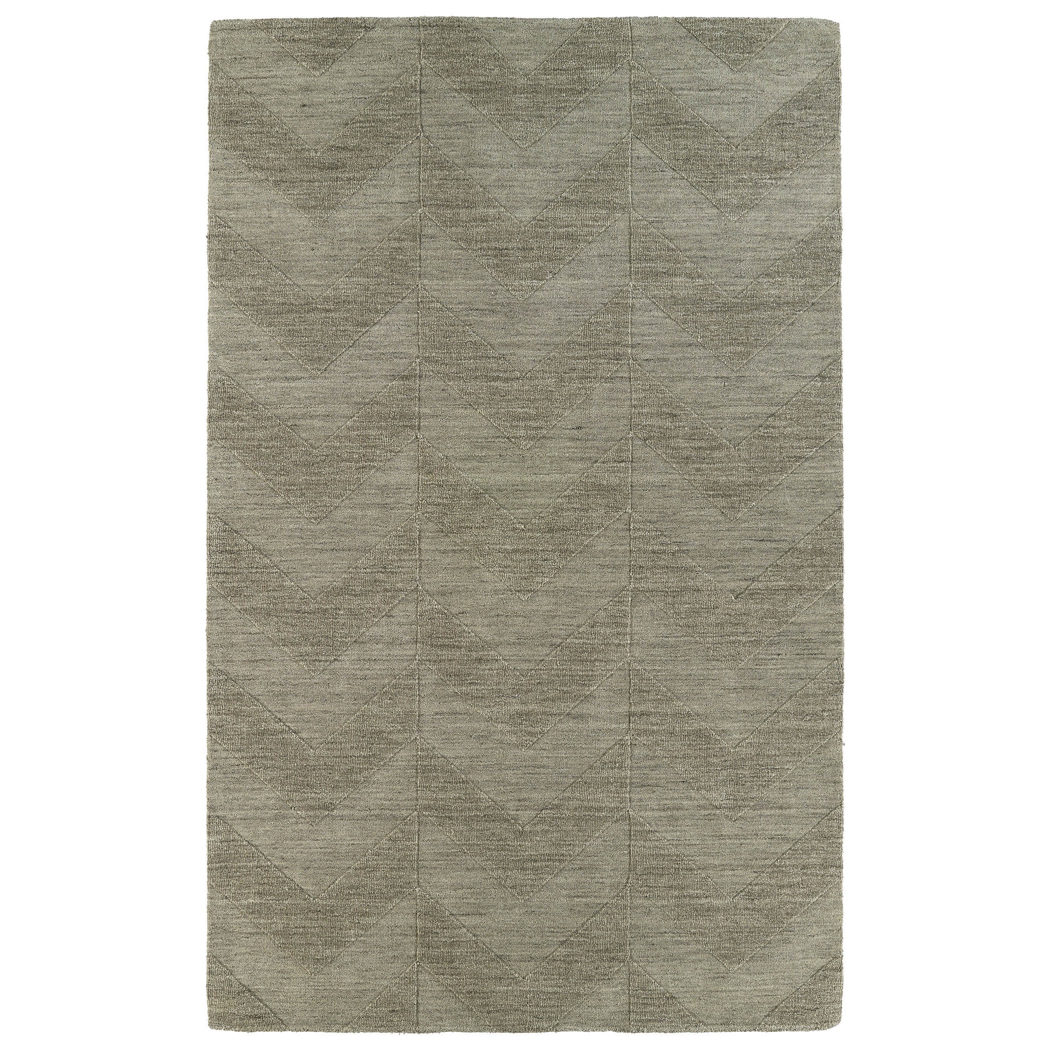 Hand Carved Light Brown Chevron Wool Rug (96 X 136)