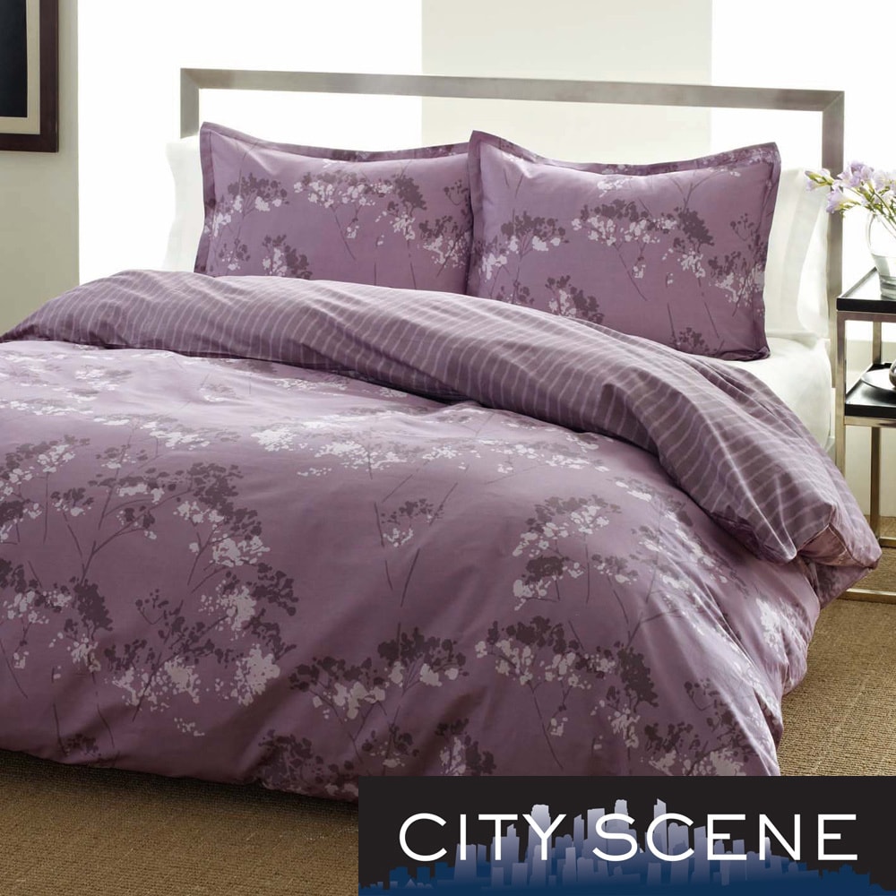 City Scene Blossom Cotton 3 piece Duvet Cover Set