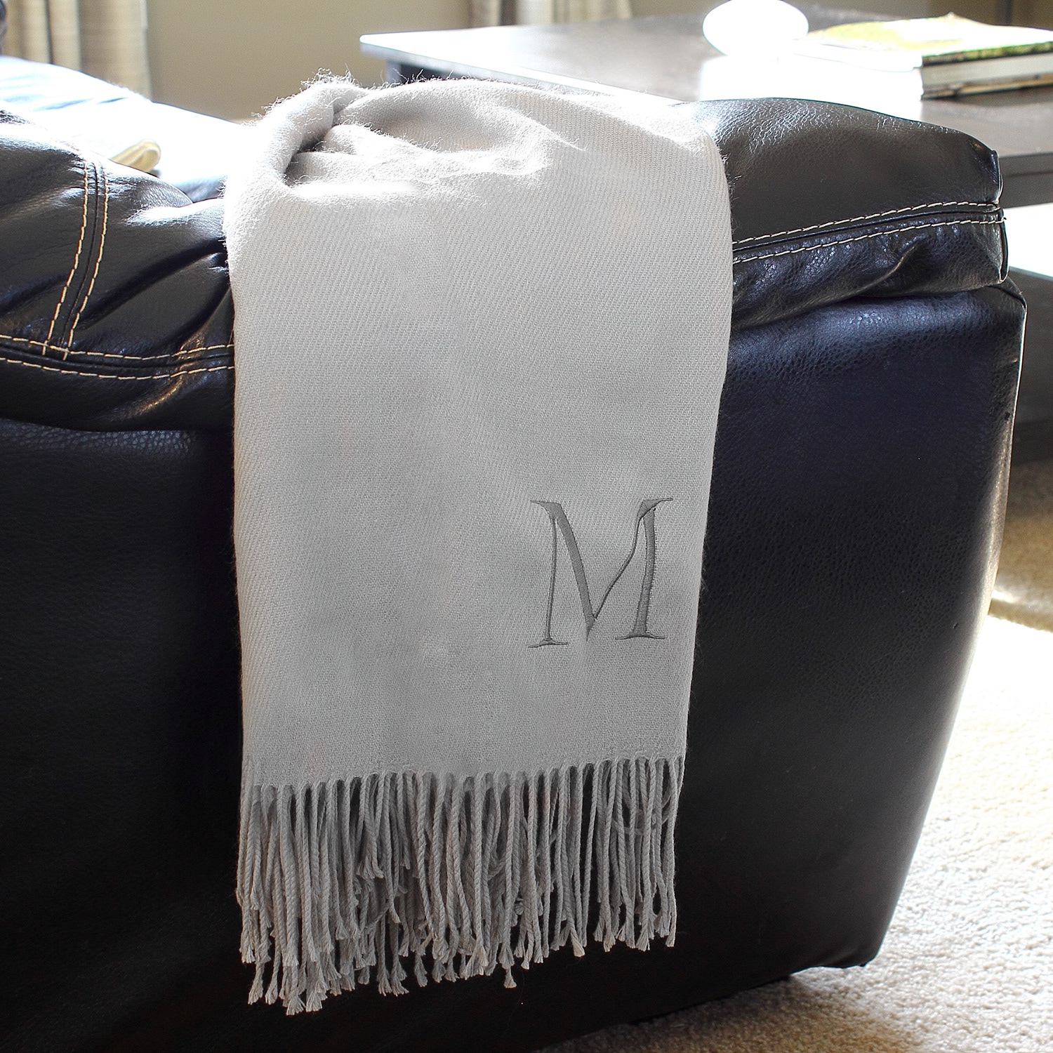 Personalized Gray Throw