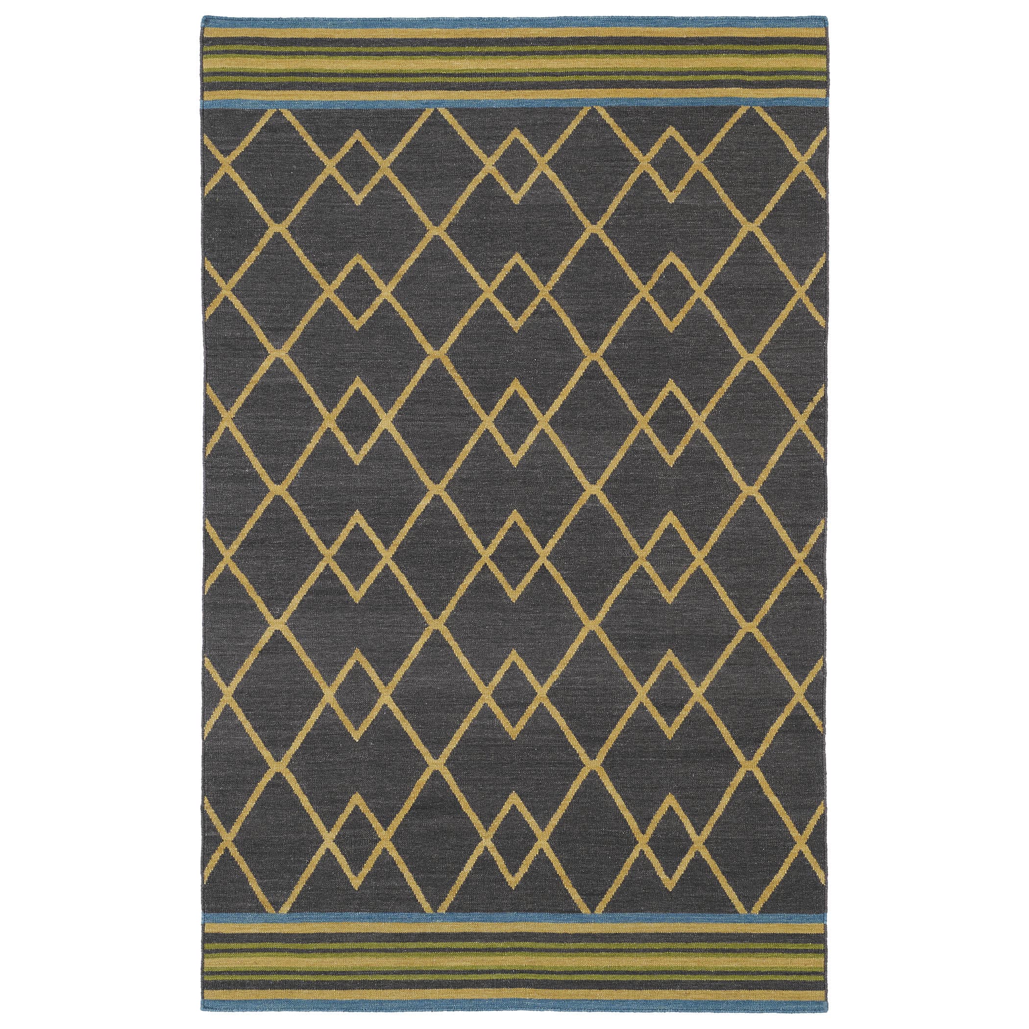 Flatweave Tribeca Ziggy Charcoal Wool Rug (50 X 80)