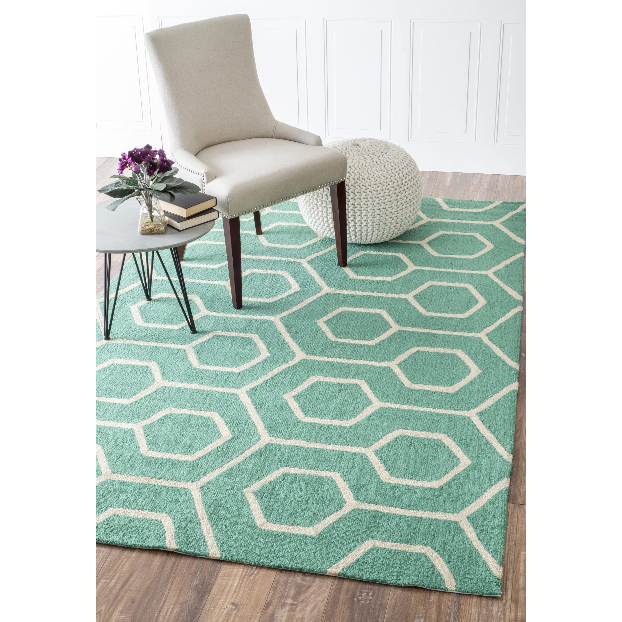 Nuloom Handmade Modern Indoor/ Outdoor Trellis Teal Rug (5 X 8)