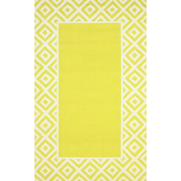 nuLOOM Hand hooked Modern Diamond Border Lemon Rug (5 x 8)