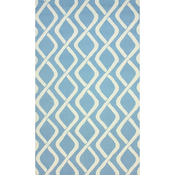 nuLOOM Hand hooked Trellis Wool Blue Rug (8 6 x 11 6)